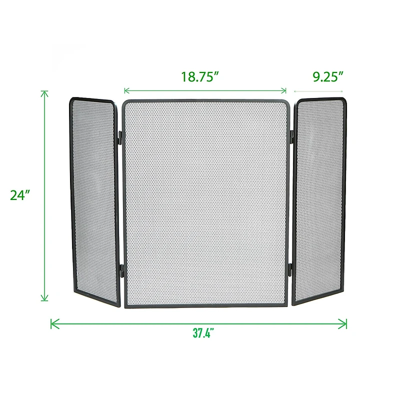 Mind Reader Fireplace 3-Panel Folding Metal Mesh Protector Screen