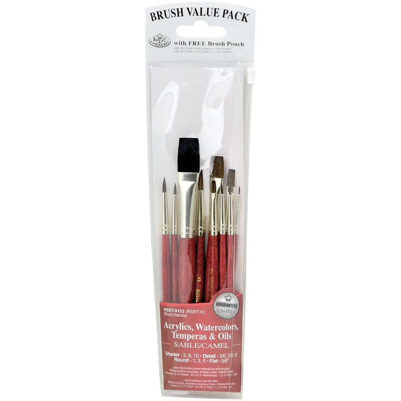 Royal Langnickel Sable & Camel Value Pack Brush Set, 10ct.