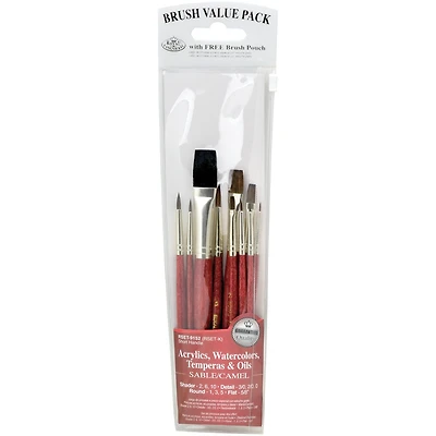 Royal Langnickel Sable & Camel Value Pack Brush Set, 10ct.