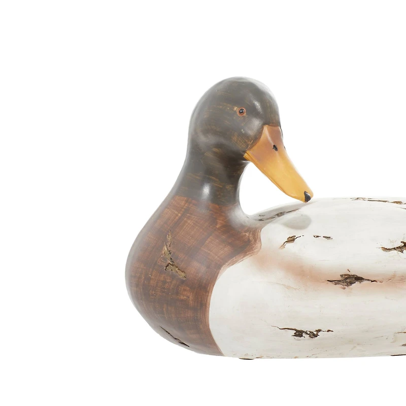 Beige Rustic Polystone Duck Sculpture Set