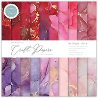 Craft Consortium Double-Sided Paper Pad 6" x 6" 40 ct. Ink Drops - Rose, 20 Designs