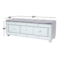 Grey Wood Glam Bench, 47" x 16" x 18"