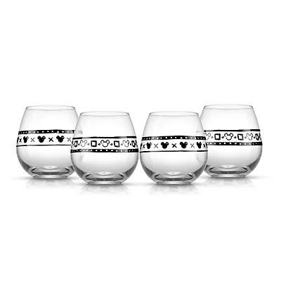 JoyJolt® Disney® 15oz. Geo Picnic Mickey Mouse Stemless Wine Glass Set, 4ct.