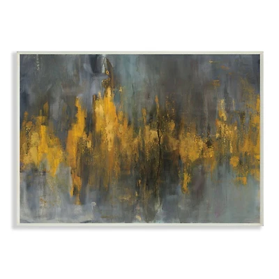 Stupell Industries Black & Gold Abstract Fire Design Wall Plaque