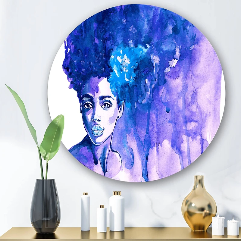 Designart - Glorious Blue Portrait of African American Woman