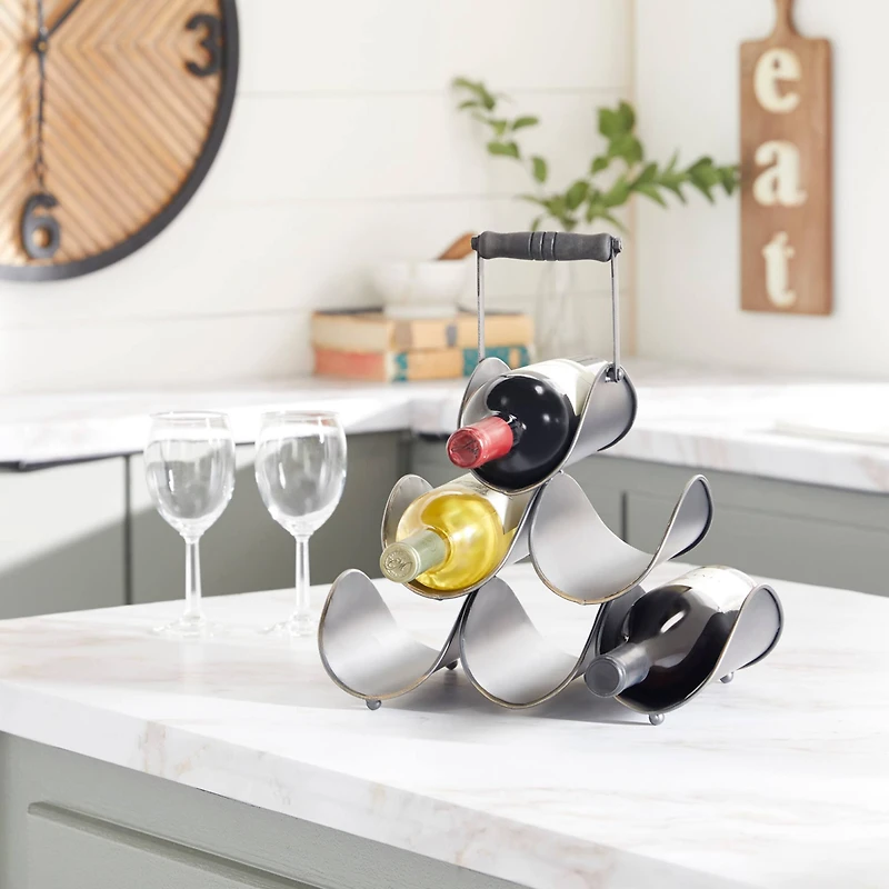 The Novogratz 15" Black Metal Industrial Wine Rack