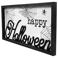 Stupell Industries Happy Halloween Spider Web Framed Giclee Art