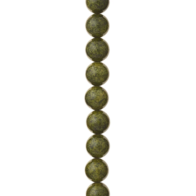12 Pack: Green Round Stone Beads, 10mm by Bead Landing™