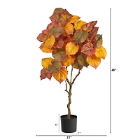 4ft. Potted Autumn Umbrella Ficus Fall Artificial Tree
