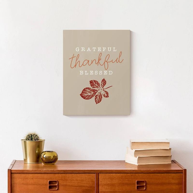 Grateful Thankful Blessed Canvas Wall Art