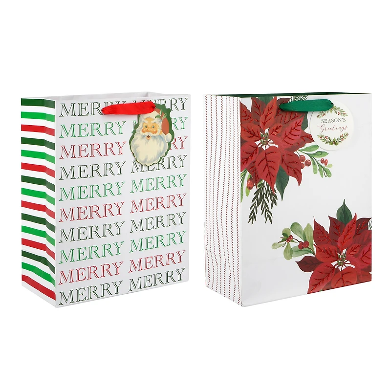 Medium Merry Merry Poinsettia Gift Bags by Celebrate It™