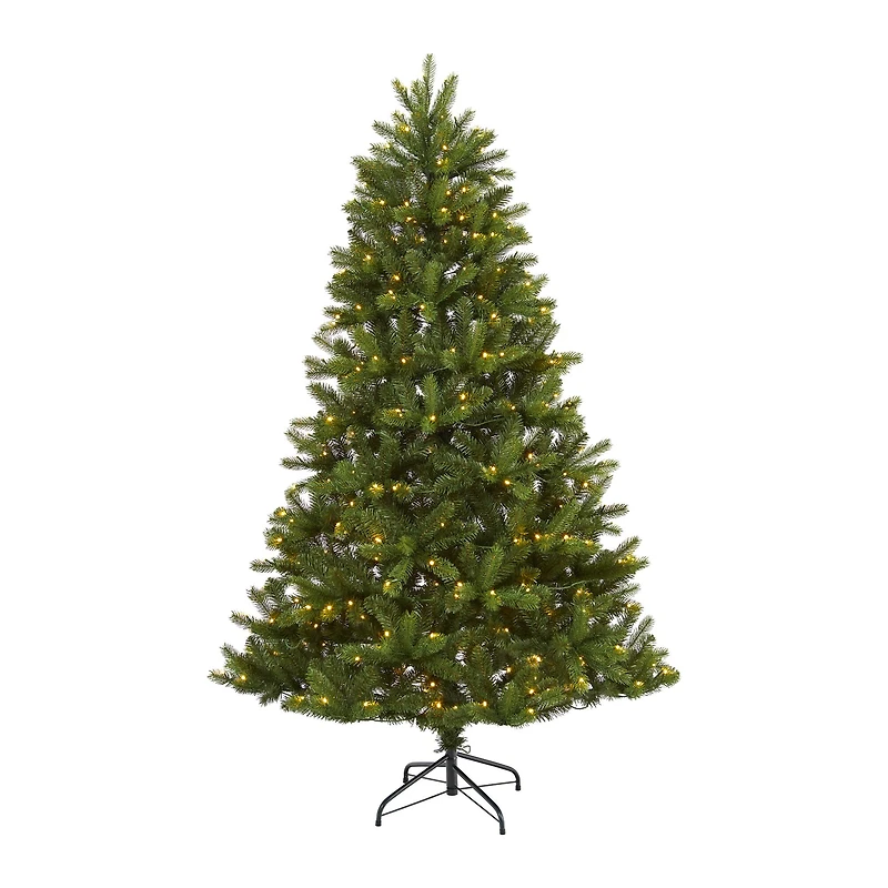 6ft. Pre-Lit New Haven Spruce Artificial Christmas Tree, Clear LED Lights