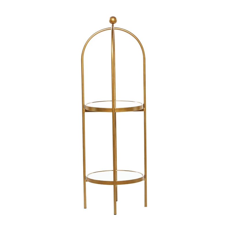 Gold Metal Glam Standing Mirror Shelves, 46" x 16" x 18"