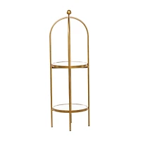 Gold Metal Glam Standing Mirror Shelves, 46" x 16" x 18"