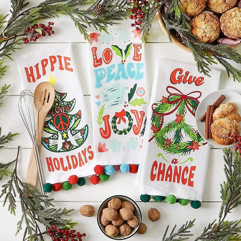 DII® Hippie Holidays Printed Dishtowel Set