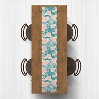 Teal And Pink Flowers Indoor/Outdoor Table Runner