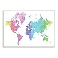 Stupell Industries Modern Rainbow Map of the World Transitioning Tones Wall Plaque