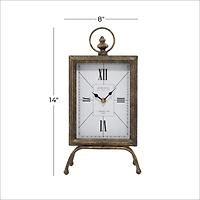 Brass Metal Rustic Clock, 14" x 8" x 4"