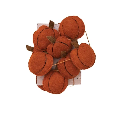 72" Handmade Wool Felt Pumpkin Garland with Embroidery