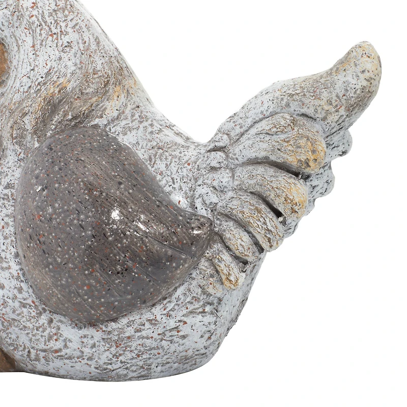 16" Gray Stone Country Hen Garden Sculpture