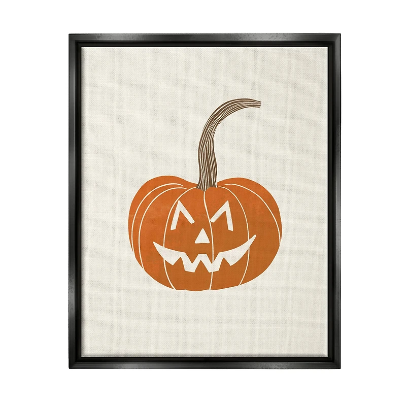 Stupell Industries Casual Jack-o-Lantern Smile Framed Floater Canvas Wall Art