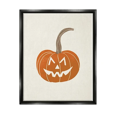 Stupell Industries Casual Jack-o-Lantern Smile Framed Floater Canvas Wall Art