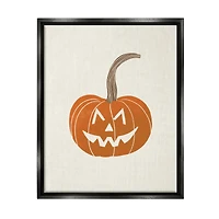 Stupell Industries Casual Jack-o-Lantern Smile Framed Floater Canvas Wall Art