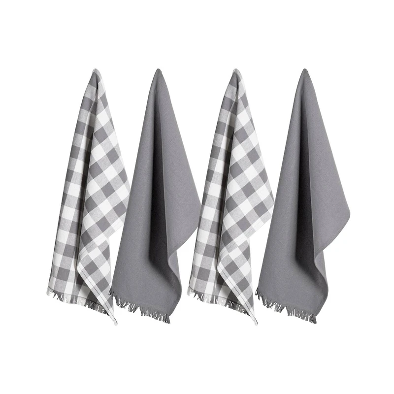 DII® Gray Heavyweight Fringed Dishtowel Set