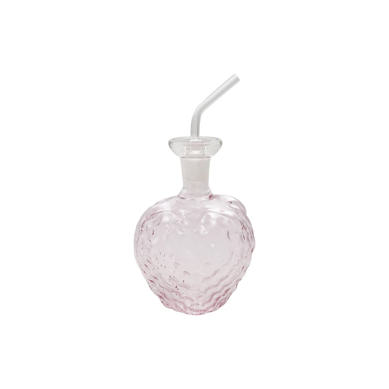 Hello Honey 12-Ounce Glass Strawberry Shaped Oil Cruet with Stopper, Pink