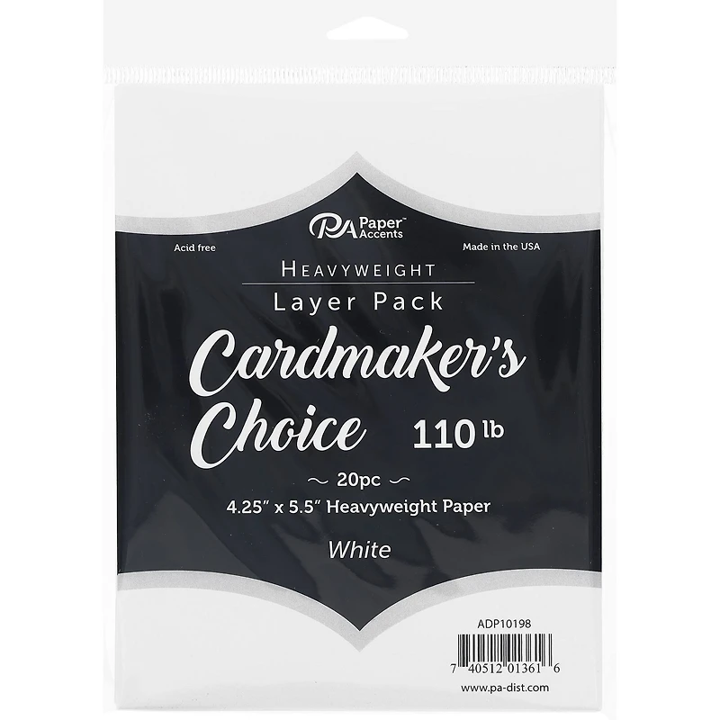 PA Paper™ Accents Cardmaker's Choice 4.25" x 5.5" White 110lb. Card Layers, 20ct.