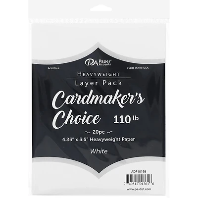 PA Paper™ Accents Cardmaker's Choice 4.25" x 5.5" White 110lb. Card Layers, 20ct.