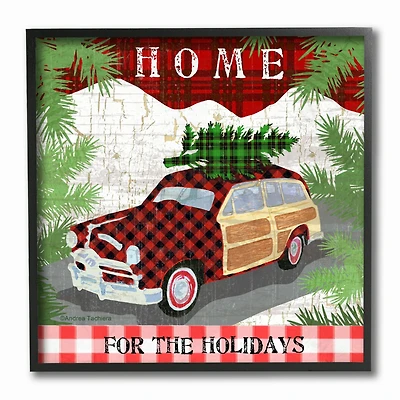 Stupell Industries Home For The Holidays Station Wagon Black Framed Print