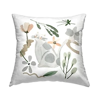 Stupell Industries Gray Cat Casual Varied Botanical Herbs Throw Pillow, 18" x 18"