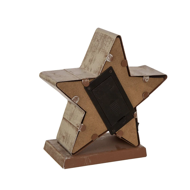 Glitzhome® 8" Marquee LED Star Wooden & Metal Stocking Holder Set