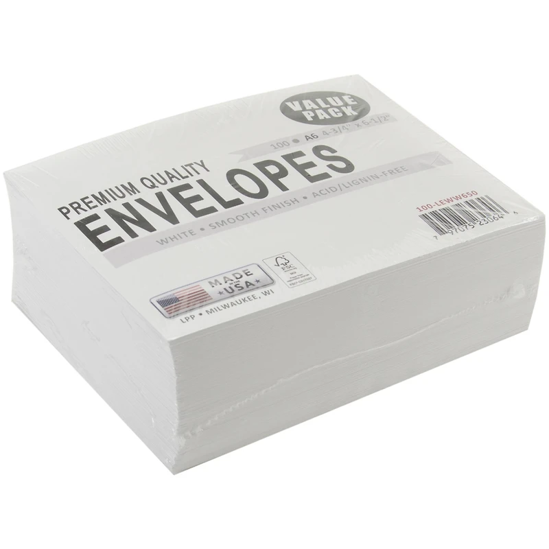 Leader Paper Products White A6 Envelopes, 100ct.