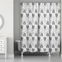 Mid Mod Gray Florals 71" x 74" Shower Curtain