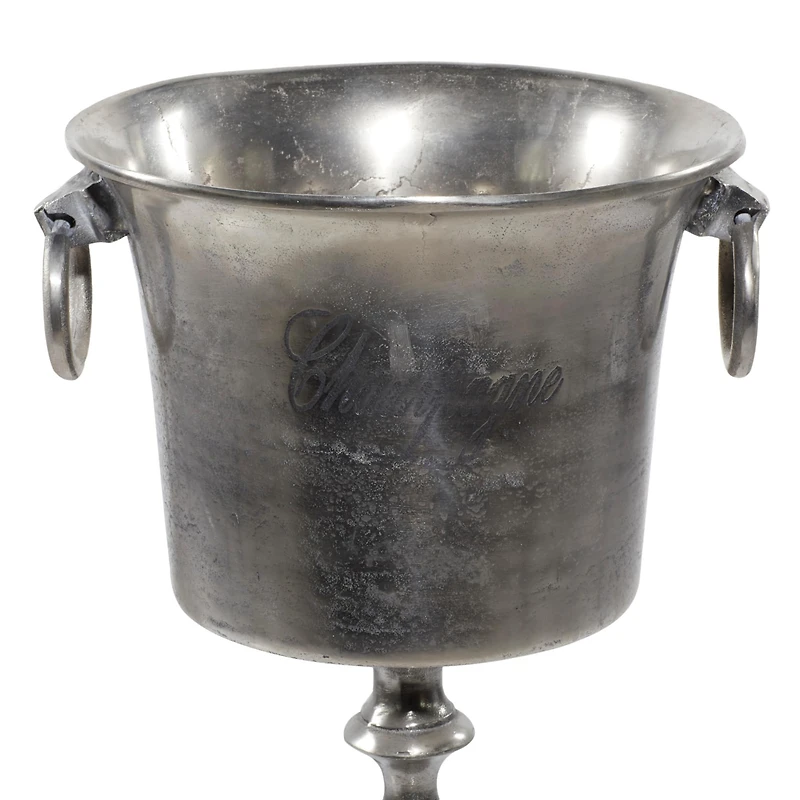35" Silver Metal Champagne Bottle Holder Bucket
