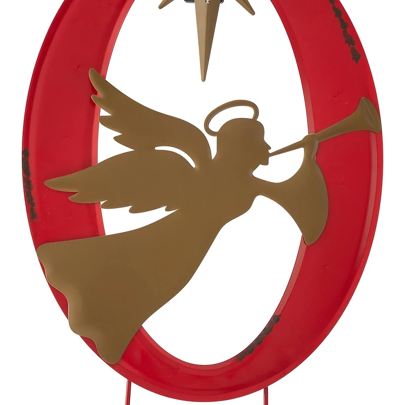 Glitzhome® 3.5ft. LED Metal Joy Angel Yard Stake Set with Timer