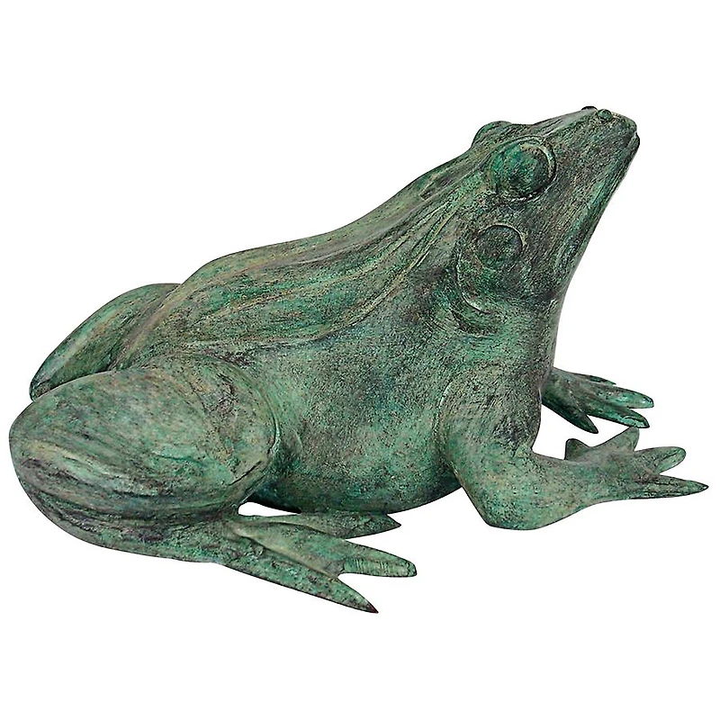 Design Toscano 11" Piped Cast Bronze Bull Frog Garden Statue