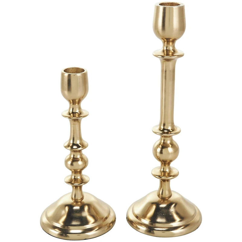 Gold Aluminum Metal Candle Holder Set