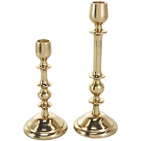 Gold Aluminum Metal Candle Holder Set