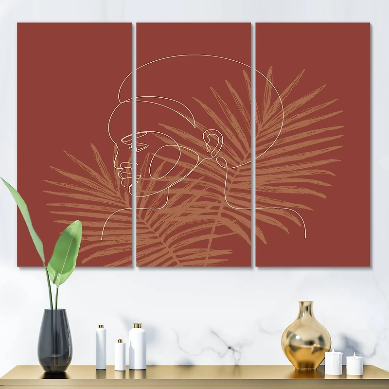 Designart - Sillhouette of African American Girl on Palm Leaves