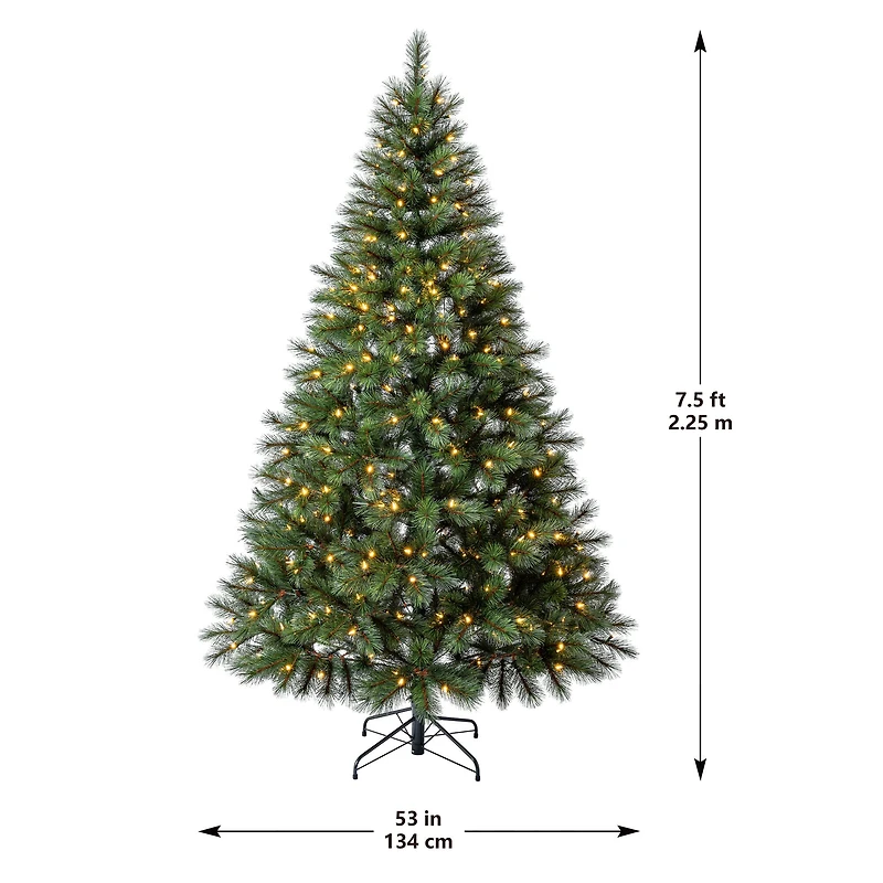 7.5ft. Pre-Lit Rutherford Pine Artificial Christmas Tree, Warm White LED Lights by Ashland®