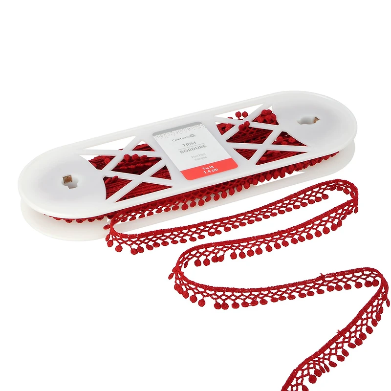 9/16" Red Pom Pom Trim by Celebrate It®