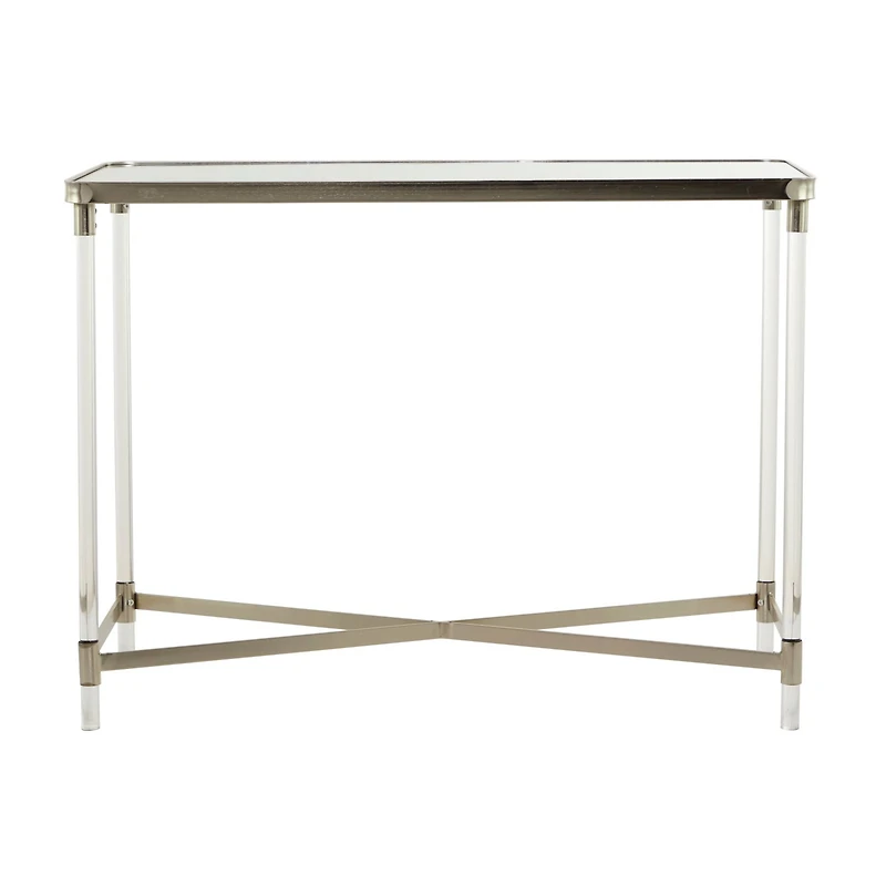 Silver Metal Contemporary Console Table, 44" x 19" x 33"