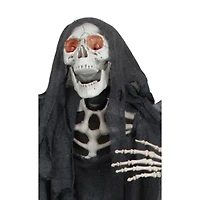 66" Pre-Lit Black & Red Sonic Skeletal Reaper with Wings Halloween Décor