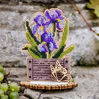 Wonderland Crafts Irises Bead Embroidery on Wood Kit