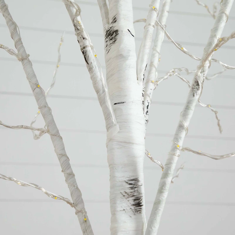 8ft. Pre-Lit White Birch Artificial Christmas Tree, Warm White LED Lights