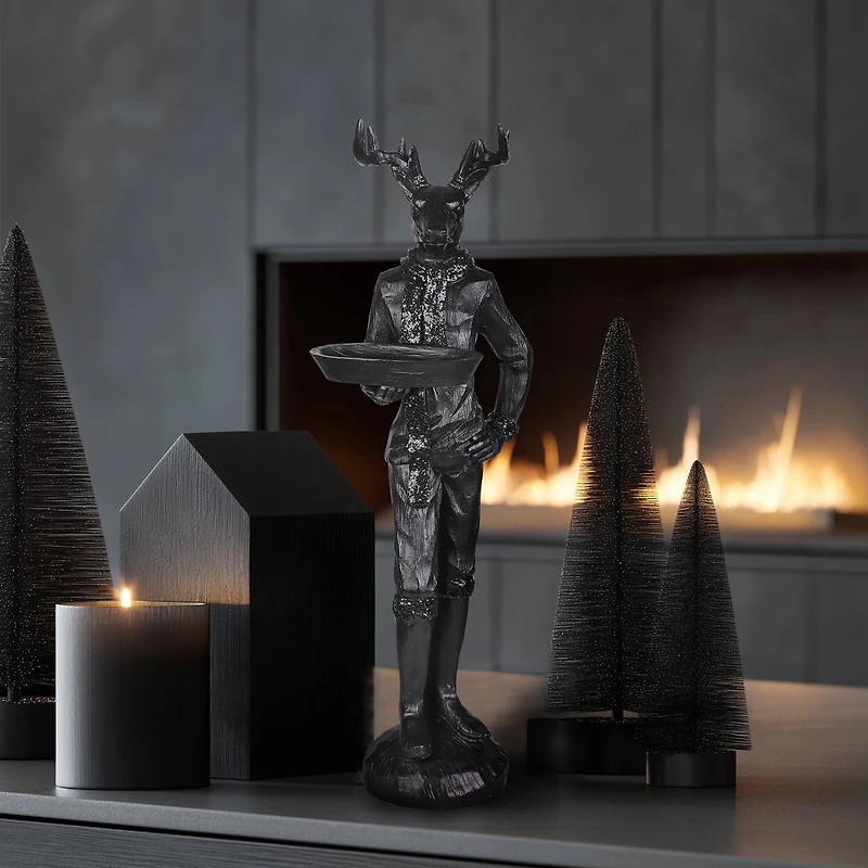 17.75" Black Deer Butler Tabletop Décor by Ashland®