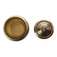 Hello Honey® 8'' Brass Finished Hammered Metal Container with Rabbit Finial